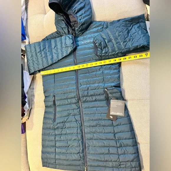 NWT $180 Eddie Bauer Microlight Traveler 650 Fill Down Parka Peacock Small - Picture 4 of 9